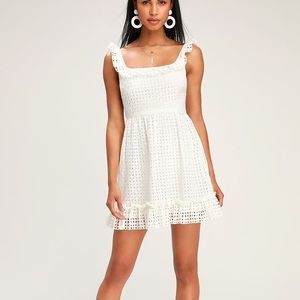 Lulus Make a Wish White Eyelet Ruffled Mini Dress